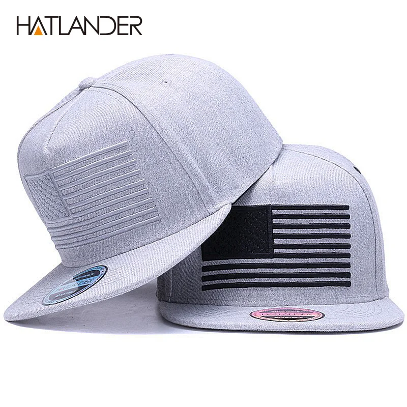 [HATLANDER] Raised flag embroidery cool flat bill baseball cap mens gorras snapbacks 3D flag hat ourdoor hip hop snapback caps