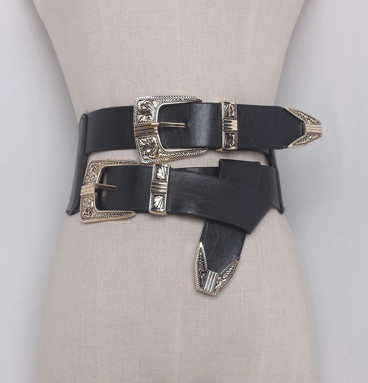 Ceinture en cuir PU élastique pour femmes, à la mode, avec boucle, pour robe, Corsets, décoration, large, R1325