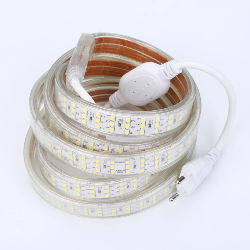 276Leds/m SMD 2835 LED Strip 220V 240V Waterproof  Three Row LED Tape Rope Light Warm White Home Decoration Lights New