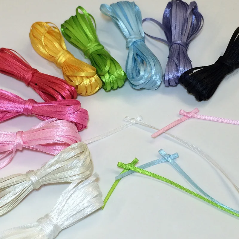 1pcs=5m Assorted Colors Super thin silk ribbon 2MM ribbon for blyth Doll Clothes Accessories Handmade DIY Doll clothes material