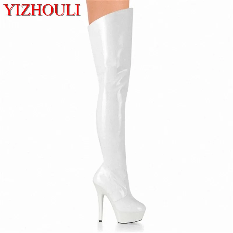 Sexy Thigh High Boots 6 Inch High Heels Fashion Platform Womens Over The Knee Boots 15cm High-Heeled Boots Pipe Dance Boots