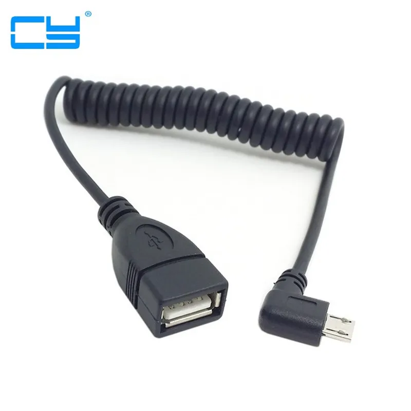 100cm 1m 90 Degree Right Angled Micro USB 5Pin OTG Connector to USB Female Extension Stretch Cable