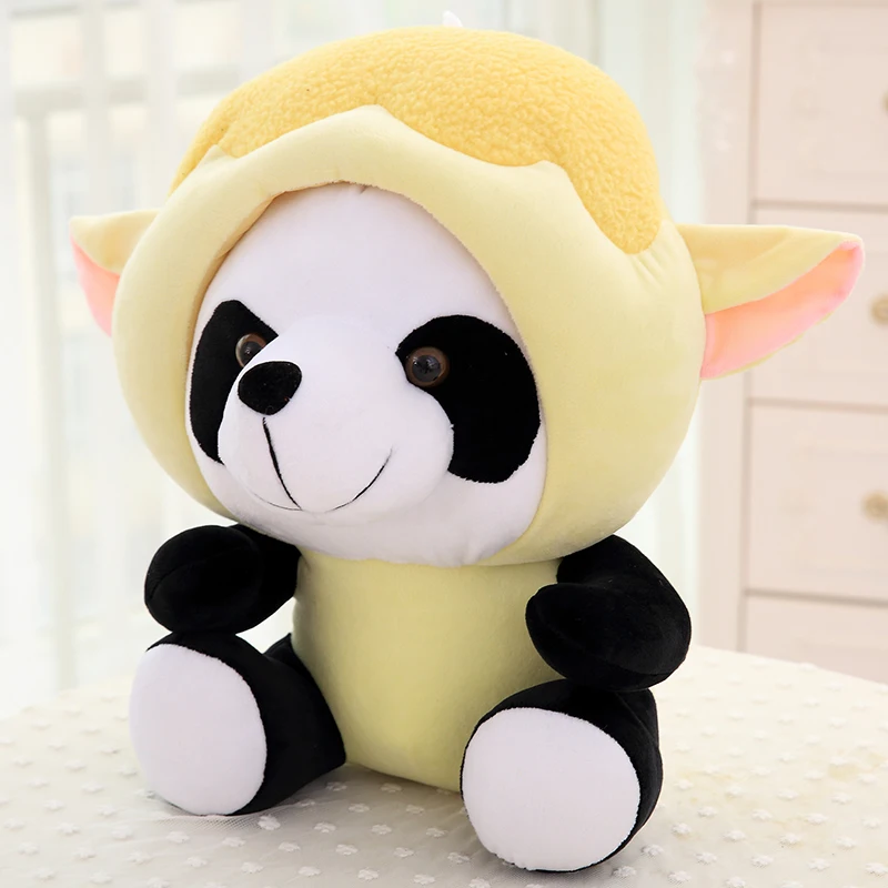 

cute plush Zodiac panda toy cartoon yellow sheep panda doll gift about 35cm