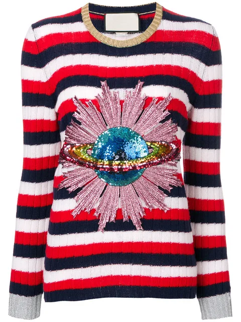 Craft Sequin Globe Space Earth Strawberry Embroidery Patch Sew / Iron on Applique Badges Clothes Decorated