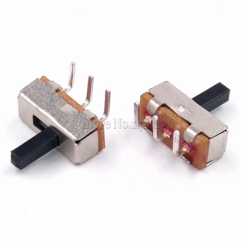 100PCS mini Slide Switch SS12D00 SS12D03G5 3pin Curved Needle 1P2T 2 Position High quality toggle switch Handle 5mm