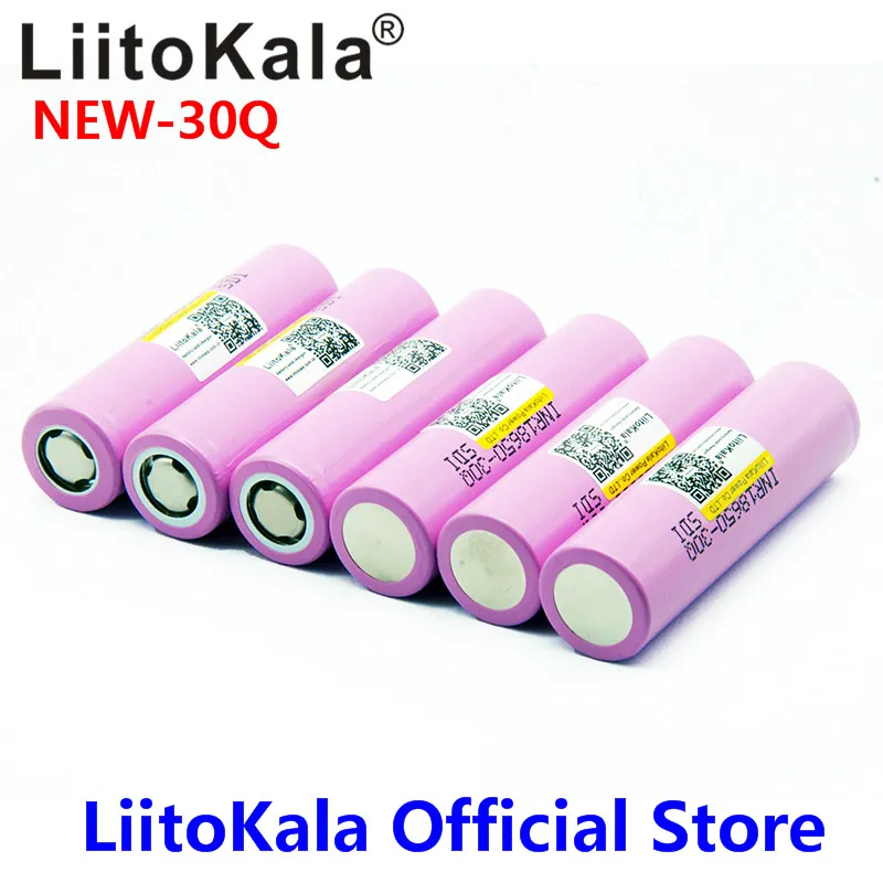 New LiitoKala 100% original  INR 18650 battery 3.7V 3000mAh INR18650 30Q li-ion Rechargeable Batteries