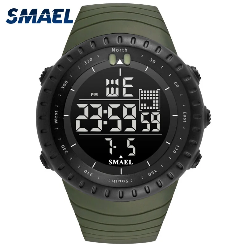 SMAEL Brand New Electronics Watch Analog Quartz Wristwatch Horloge 50 Meters Waterproof kol saati 1237 Digital Alarm Men Watches