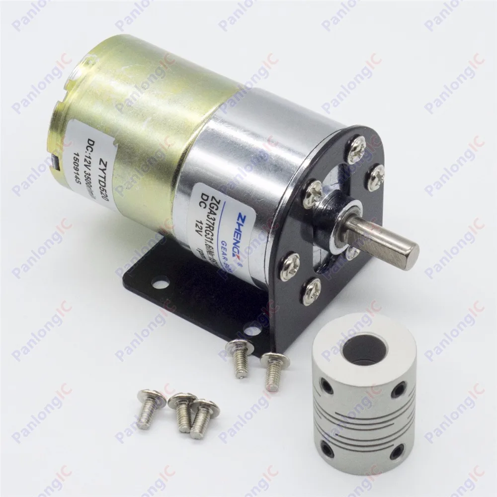 ZGA37RG 12V DC 100 RPM Gear Box Motor 1/34.5 High Torque 3500RPM Reversible Motor + Motor Holder + 6mm to 8mm Flexible Coupling