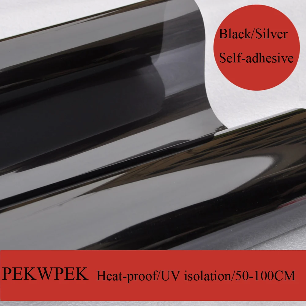 Summer Heat-Proof Glass Film, Sunscreen Film, Sun-Room, One-way Membrane, Ultraviolet-Proof, Black Silver Glass Sticker,50-100cm