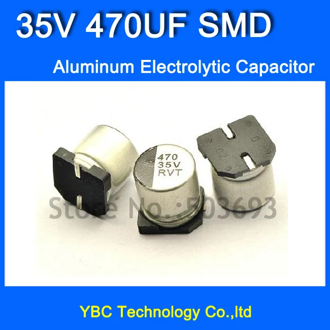 Free Shipping 100pcs/lot 35V 470UF SMD Aluminum Electrolytic Capacitor 10*10MM