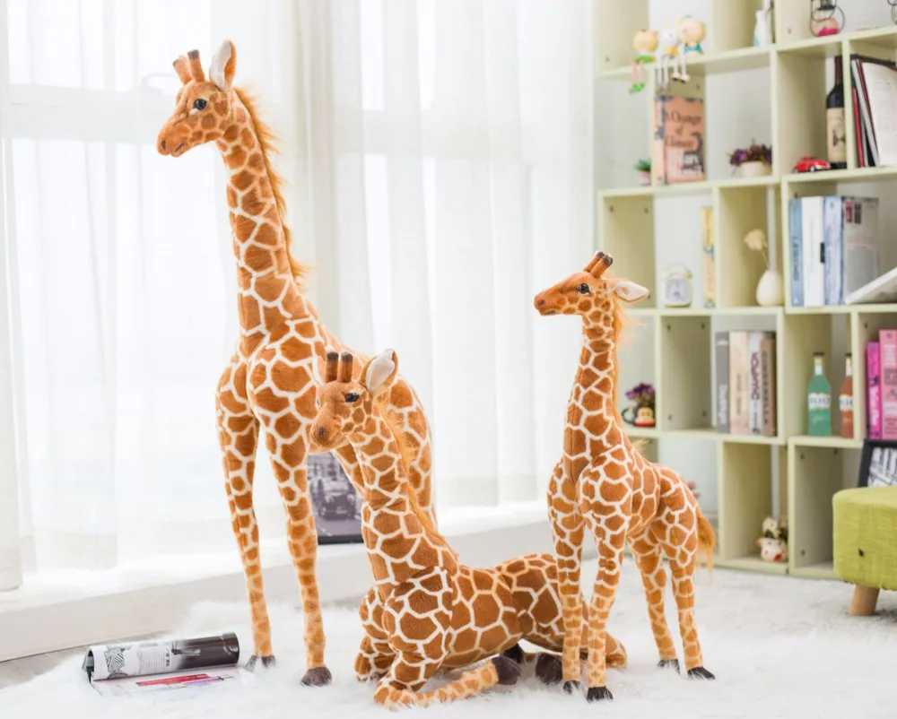 High Quality 140cm Simulation Giraffe Plush Toys Cute Stuffed Animal Soft Giraffe Doll Birthday Gift Toy