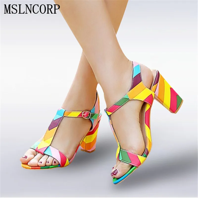 

Plus Size 34-44 Summer Patent Leather Women Sandals Fashion Square High Heels Ladies Pumps Sexy Party Dress Shoes Woman Sandals