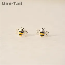 Uini-Tail hot new 925 Tibetan silver cute color bee earrings wholesale women models Korean fashion sweet earrings GN757