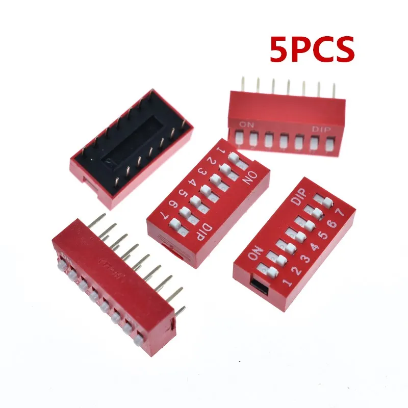 Dip Switch Kit In Box 1 2 3 4 5 6 7 8 10 Way 2.54mm Toggle Switch Red Snap Switches Mixed Kit Each 5PCS Combination Set