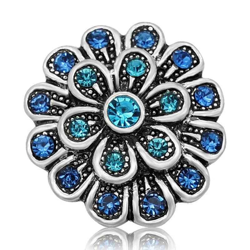 New KZ3114 Beauty Elegant Rhinestone daisy flowers 20MM snap buttons fit snap jewelry wholesale