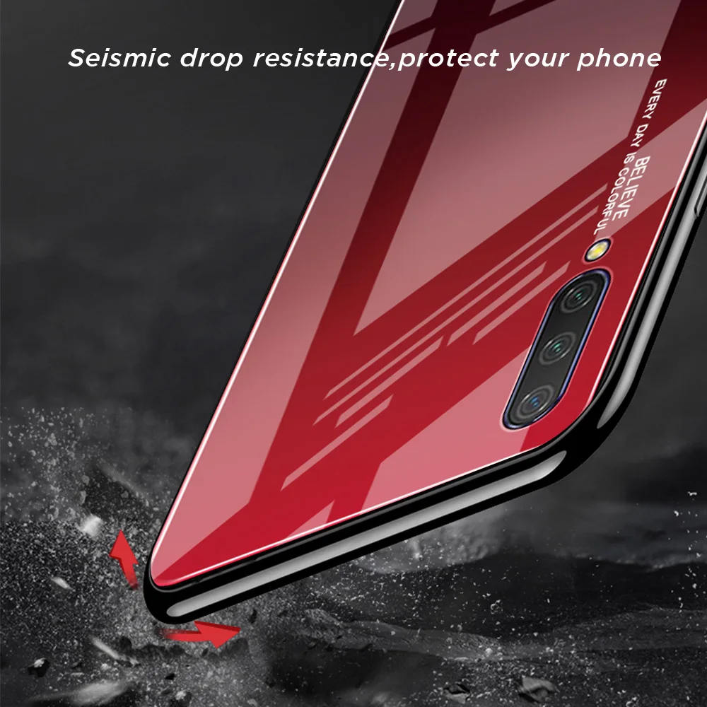 For Xiaomi Mi A3 Case Hard Tempered Glass fashion Gradient Protective Back Cover case For xiaomi mi a3 lite mia3 phone shell