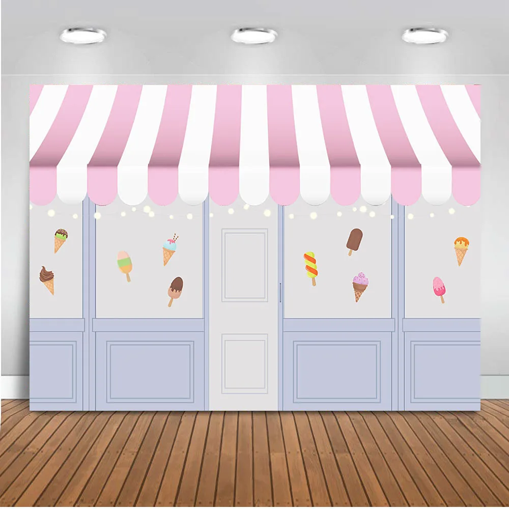 

Candy Bar Ice Cream Backdrop for Photography Store Newborn Children Birthday Ice Theme Party Decoration Supplies Baby Background