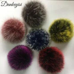 Diy 14-15cm real pele de raposa pompons grandes bolas de pele de luxo para malha chapéu beanies sapatos e cachecóis natural pele de guaxinim pompons