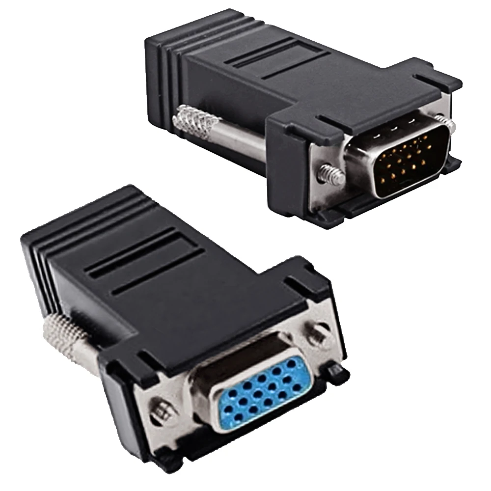 

VONETS 2PCS VGA Extender Cable Male Female to Lan Cat5 Cat5e Cat6 RJ45 Ethernet Connector Adapter for PC Desktop Computer