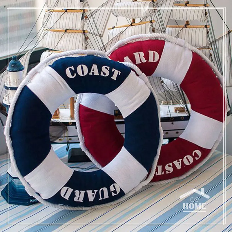 

be Home New Arrival High Quality 3D Life Ring Buoy Cushion Contton Navy and Red for Home and Coffee Shop