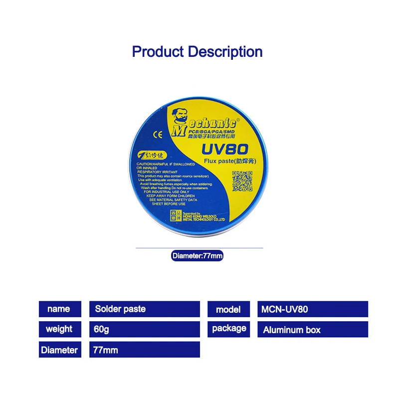 Mechanic UV80 флюс паяльной пасты безгалогенный Электрический паяльник BGA, сварочные флюсы для печатных плат/BGA/PGA/SMD, Ремонтный инструмент