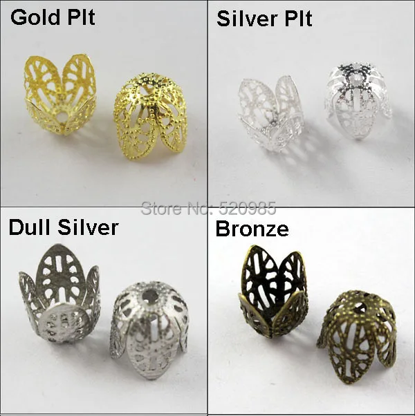 (60 Stks = 1 Partij!) gratis Verzending Sieraden Vinden 11 MM Filigraan Bead End Cap Cone Goud Zilver Brons Vernikkeld No. BC06