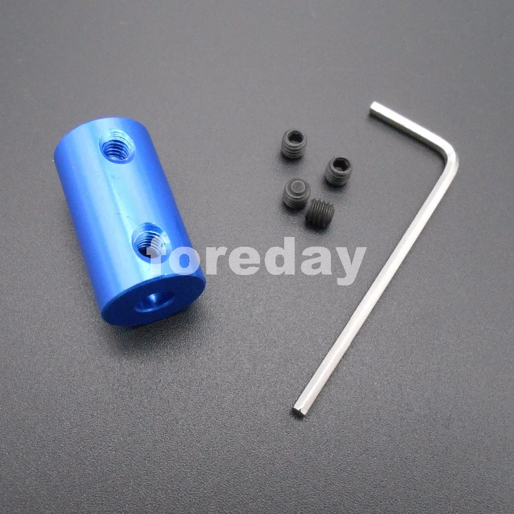 

10PCS 5 to 7mm BLUE Aluminum alloy Coupling Coupler Screw Hole diameter 4mm L: 25mm Out-Dia:14mm BLUE *FD432X10