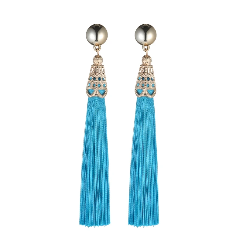 LOVBEAFAS Bohemian Drop Dangle Earrings Silk Fabric Vintage Statement Earrings Brand Tassel Earrings For Women Fashion Jewelry