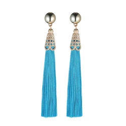 LOVBEAFAS Bohemian Drop Dangle Earrings Silk Fabric Vintage Statement Earrings Brand Tassel Earrings For Women Fashion Jewelry