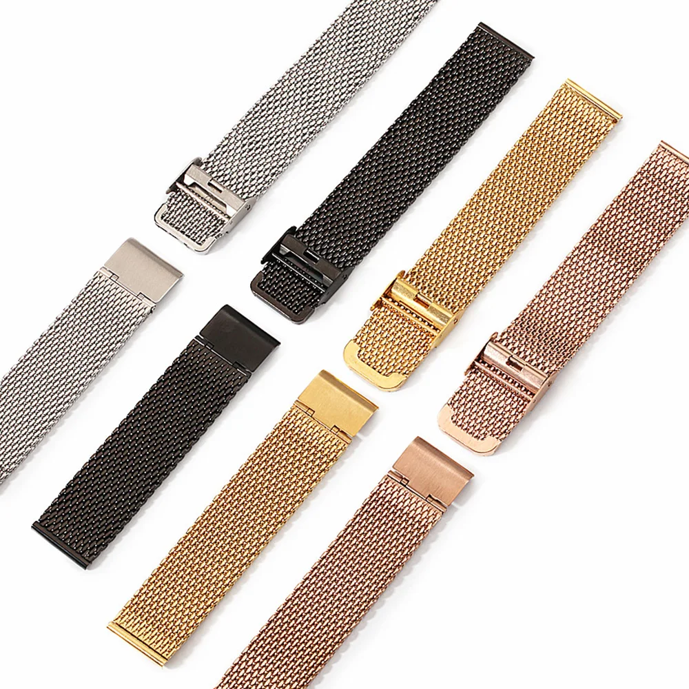 18mm 20mm 22mm 24mm Hochwertiger Edelstahl Milanese Mesh Uhrenarmband Armbanduhrenarmbänder Uhrenarmband Zubehör mit Werkzeug