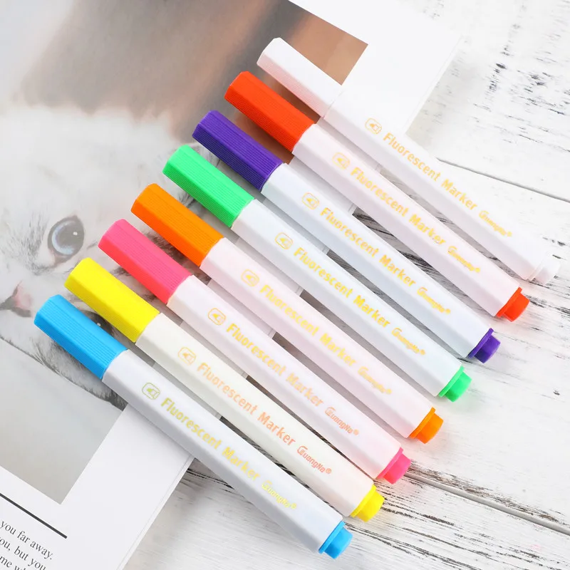 8 Colors Set Fluorescent Liquid Chalk Marker Pens Erasable Highlighters LED Writing Board Glass Window Art Marker Pens