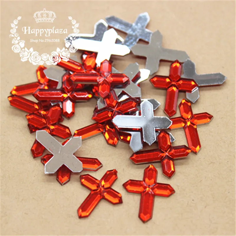 200pcs 12*15mm Acrylic Small Cross Charm Flatback Cabochon Embellishment Accessories DIY Craft Scrapbooking