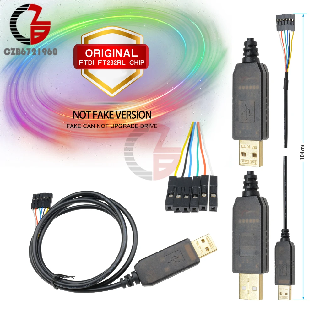 Original 1M 6PIN 5V FTDI FT232RL FT232 USB to TTL RS232 Serial Download Adapter Connector Cable for Arduino Raspberry Pi AVR ARM