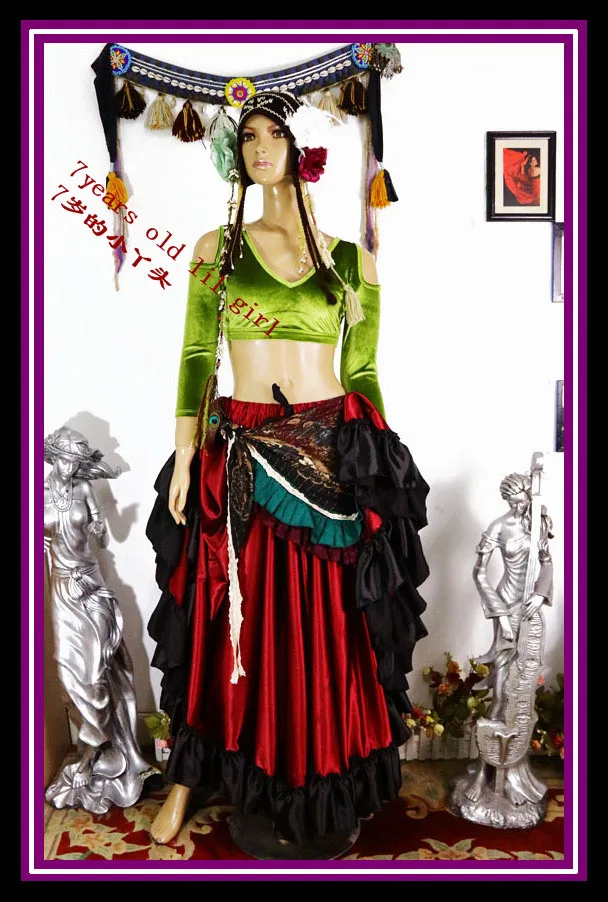 De grasa oportunidad Tribal Choli del vientre largo para baile de manga FA61