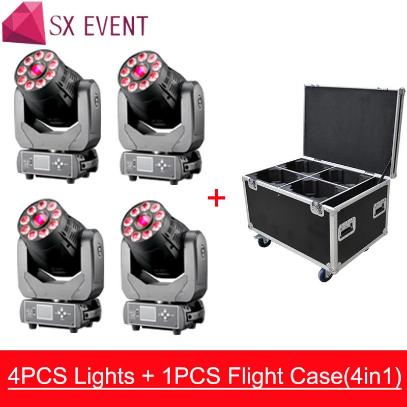 4pcs lights +1pcsflight(4in1) 90W Spot+Wash 2IN1 Led Moving Head Light white+9x18W RGBWA UV 6IN1 LEDS 6 gobos for DJ Party