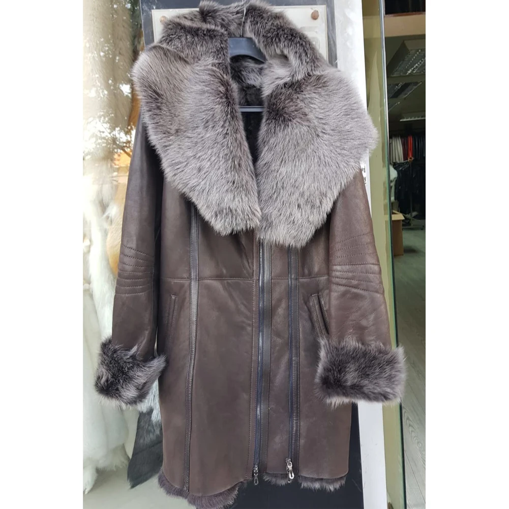 Chaqueta de borreguito para mujer, abrigo largo de piel, turco, escandinavo, cálido para invierno