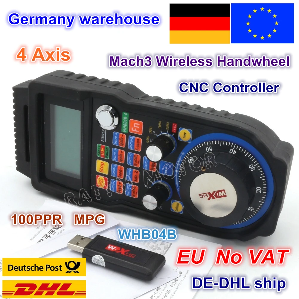 선반 CNC 라우터 밀링 기계용 무선 Mach3 MPG 펜던트 핸드휠, 4 축 또는 6 축 CNC 핸드휠, WHB04B, EU 무료 배송