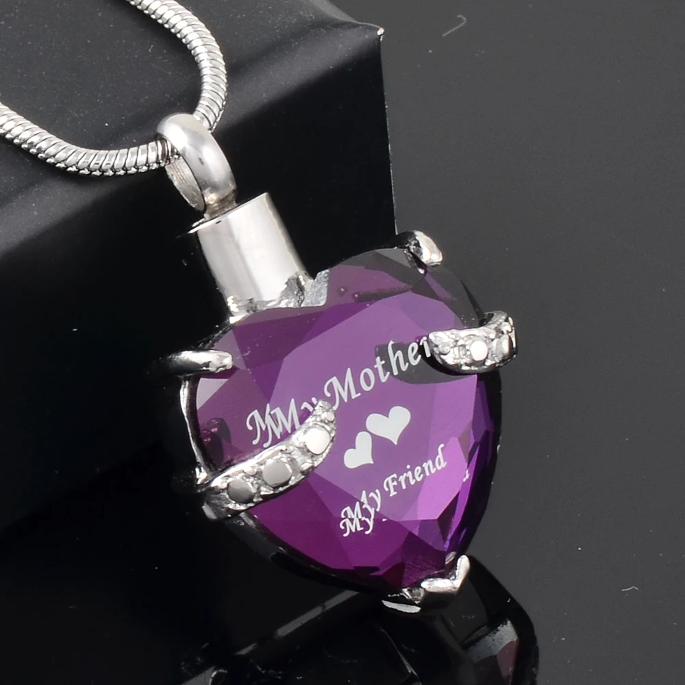 Family Member Loss Cremation Jewelry Charm Heart CZ Stone Urn Funeral Zirconia Jewelry Women Accessories Collier bijoux