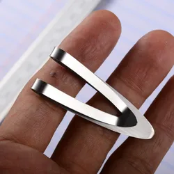 QOONG-Clips de plata de acero inoxidable para hombre, dinero para soporte de Clip de bolsillo, billetera de dinero de extremo puntiagudo, Clip para tarjeta de identificación