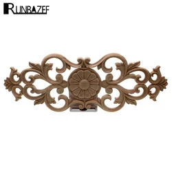 RUNBAZEF Exquisite Classic Rubber Wood Carved Applique Retro Door Heart Shaped Long Flower Figurine Miniature Ornaments