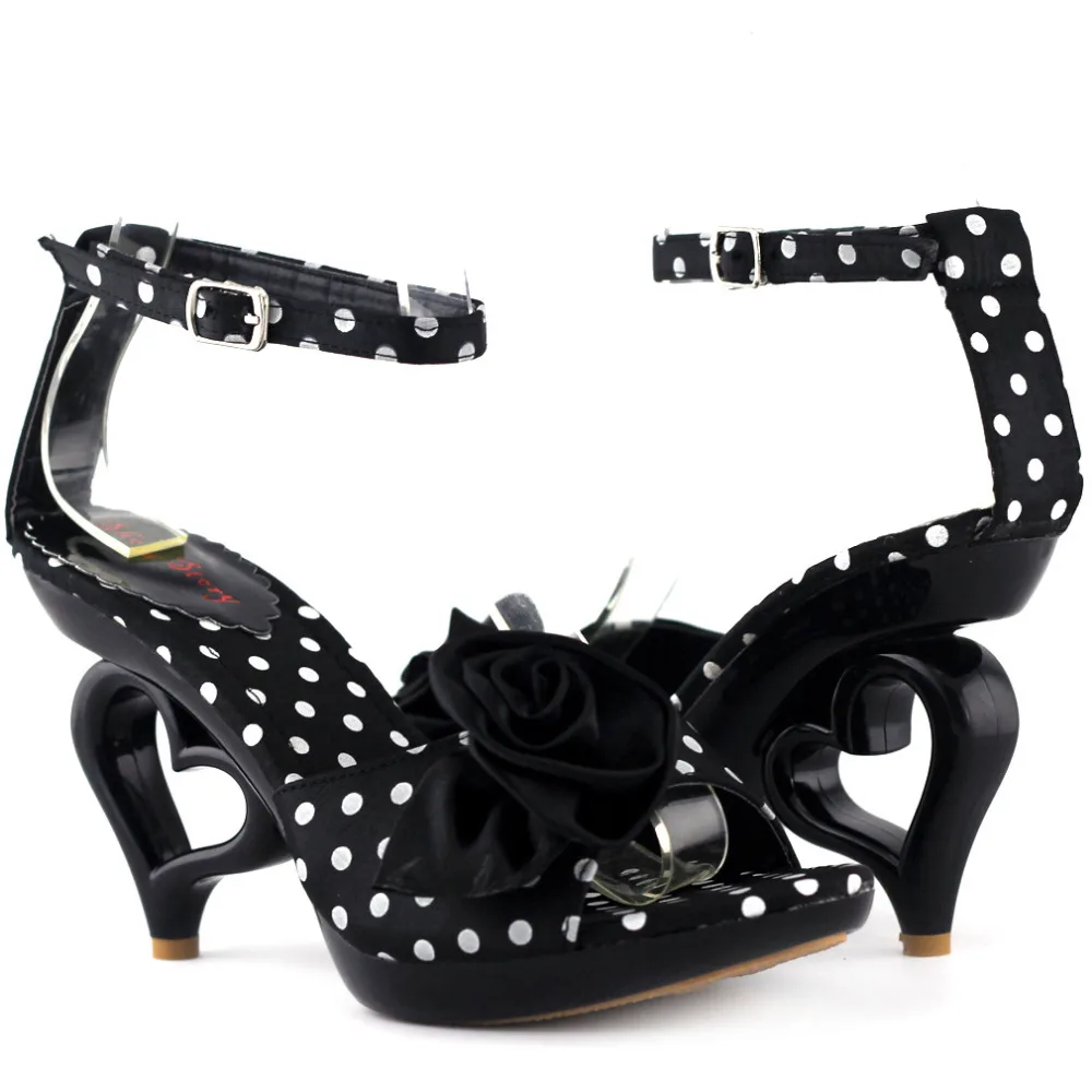 LF60803 New Ladies Polka Dots Bride EVE Heart Heel Sandals Shoes