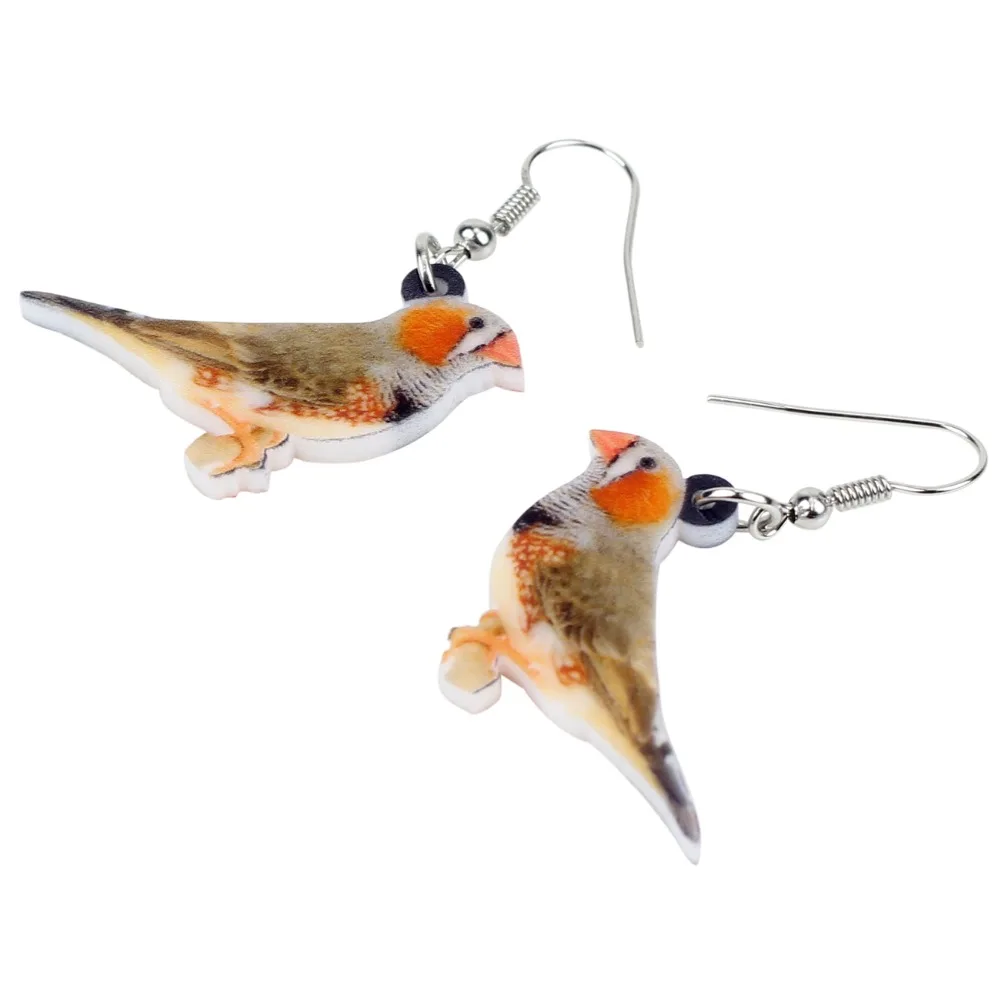 WEVENI Acrylic Lovley Zebra Finch Bird Earrings Big Long Dangle Drop Fashion Jewelry For Women Girls Kid Gift Animal Accessories