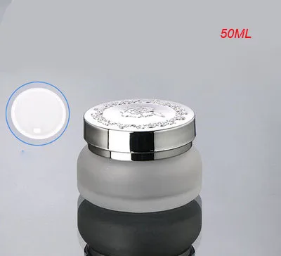 

50pcs 50G frosted glass cream jar with silver lid , 50g cosmetic container cream jar ,Cosmetic Jar 50g glass Cosmetic Packaging