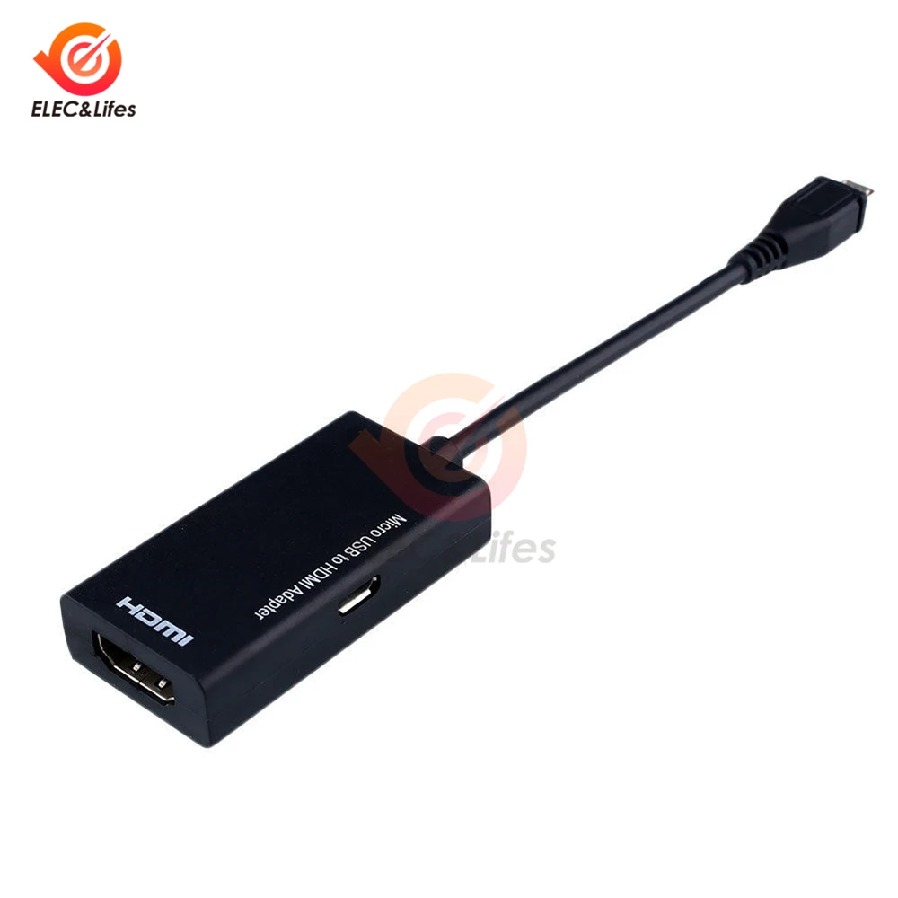 محول كابل محمول أسود MHL Micro USB إلى HDMI HD 1080p موصل ذكر لهواتف Samsung HTC Motorola Android