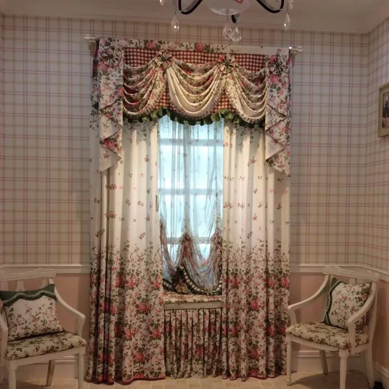 A Little Princess flowers curtains kids garden children curtain silky drapery quality drapes finished Curtain for lovely Girl