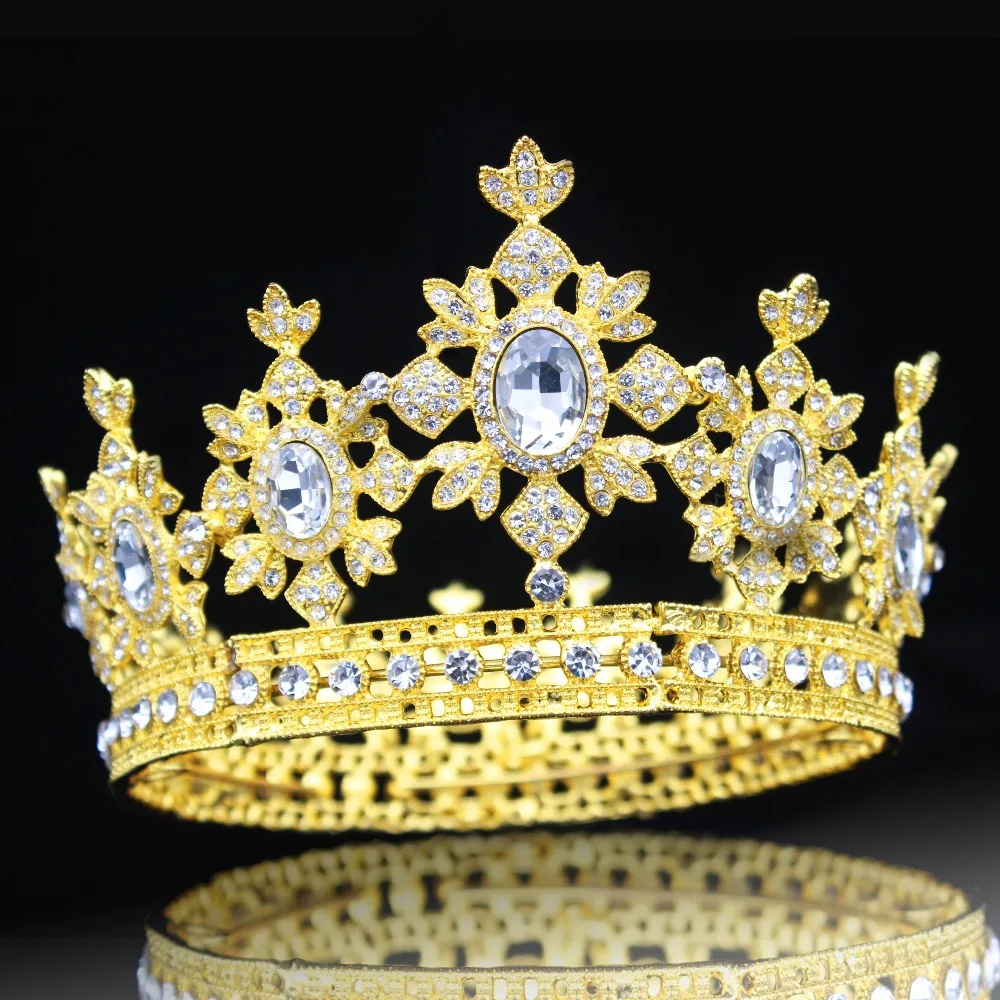 Queen King Vintage Tiara Crowns Wedding Bridal Hair Jewelry Accessories For Women Pageant Hair Ornament Bride Crystal Headpiece