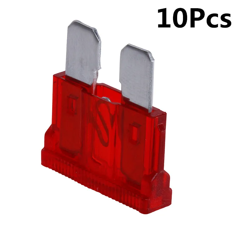 10Pcs 10AMP Blade Fuses Standard Red 10A Flat Fuse Car Bike Motorcycle Van Auto