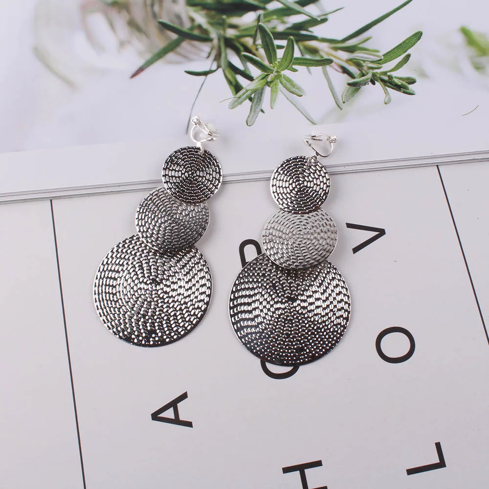 JIOFREE Long Metal Clip on Earrings For Women Vintage Earrings Without Piercing Ear Clip