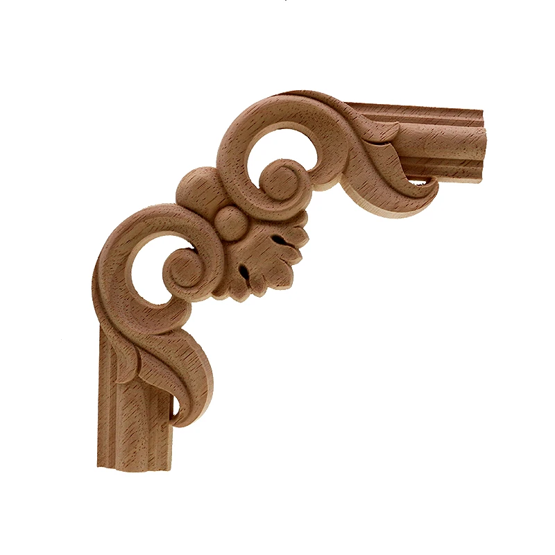 VZLX Antique Decorative Wood Appliques For Furniture Decor Cabinet Door Irregular Wooden Mouldings Flower Carving Figurine image 3