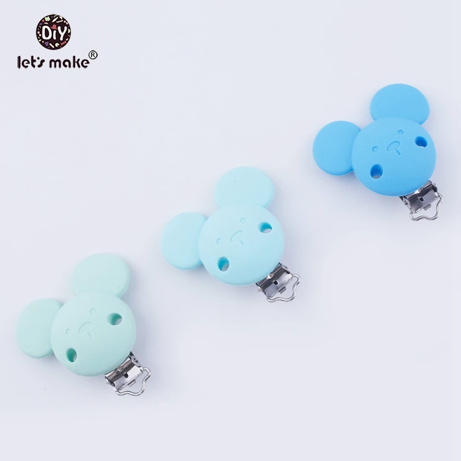 Let's make 20pcs Bear Silicone Teething DIY Dummy Clip Chain Food Grade Silicone Teether CLips Pcifier Clip Making Beads Clips